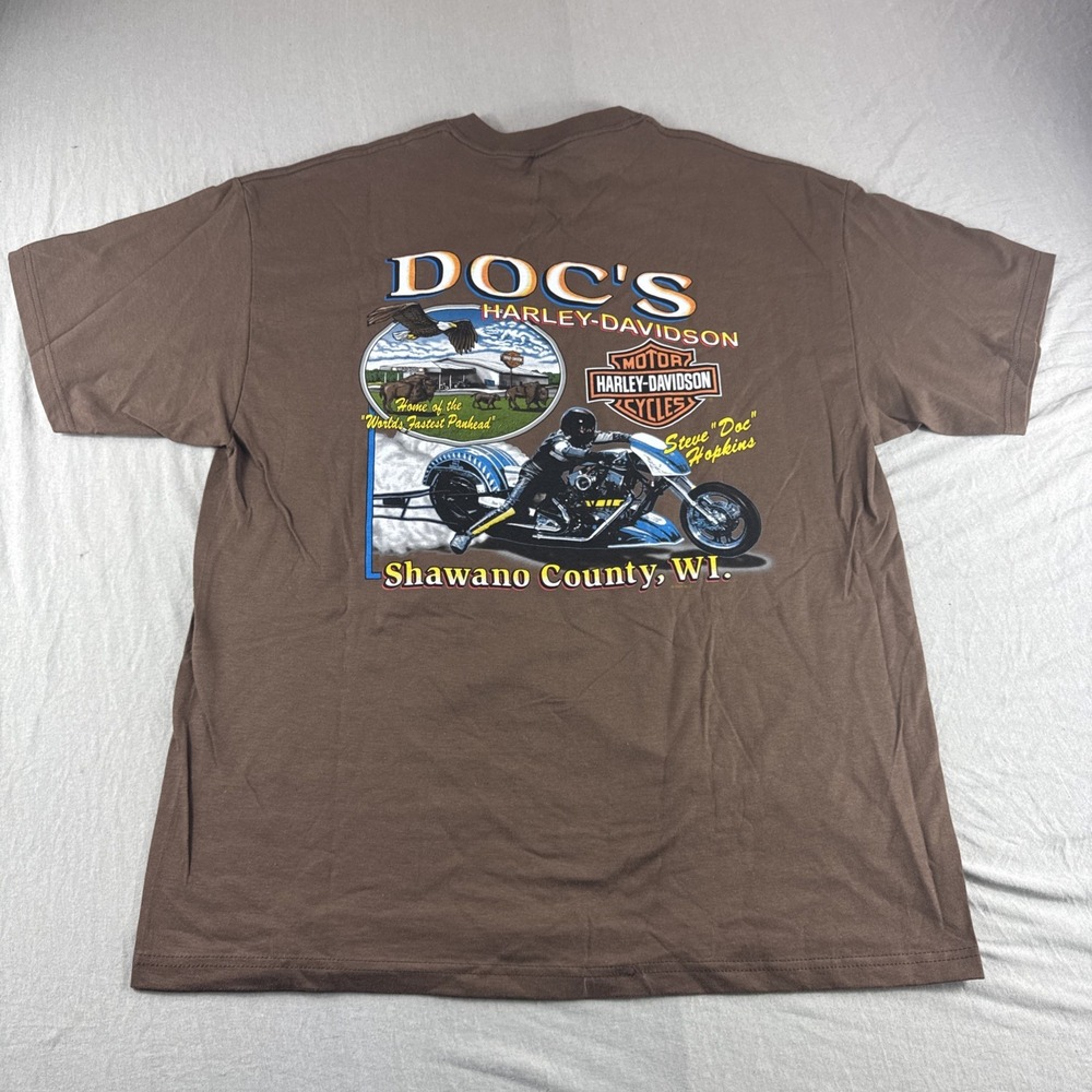 Vintage Harley Davidson T-Shirt Mens XL Brown Made in USA Y2K 2000s Panhead NEW